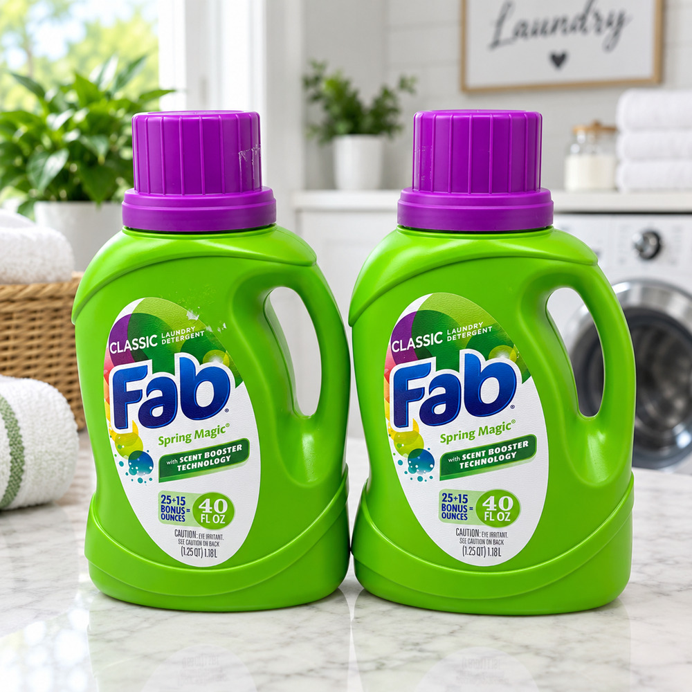 Lot 2 x FAB Spring Magic Classic Laundry Detergent Scent Boost Technology 40 oz